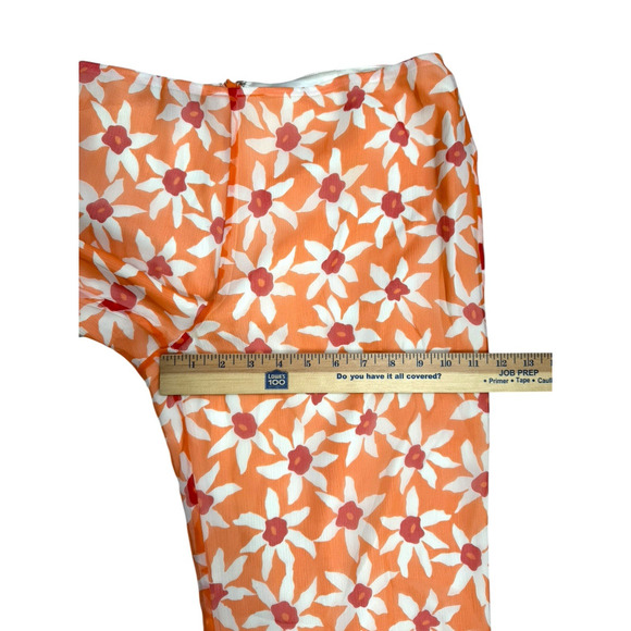 Ralph Lauren Black Label Silk Pants Womens Size 10 Floral Flowy Orange Lined - Picture 8 of 10